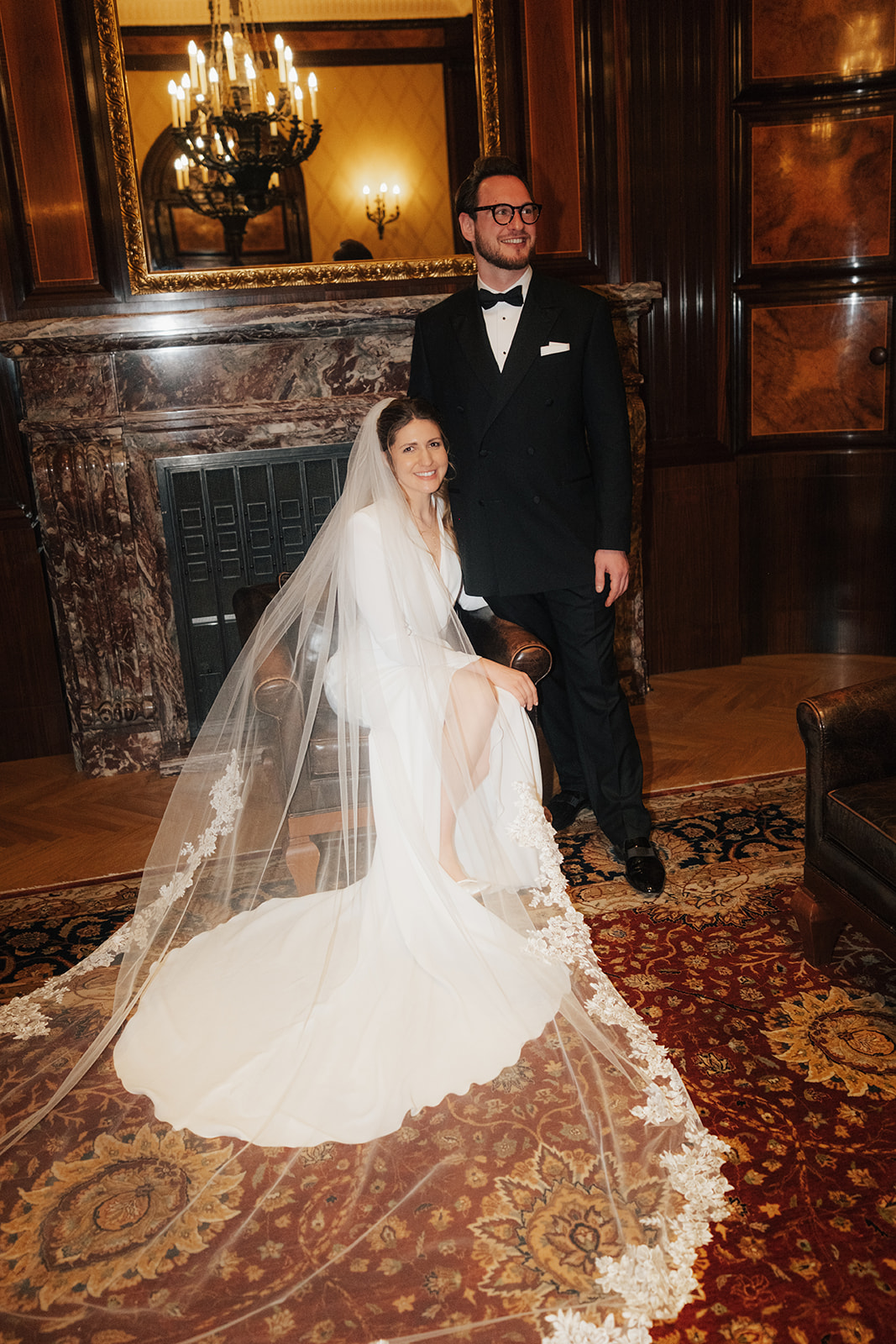 Wedding couple portrait at Park Hyatt Vienna, elegant and modern setting in a luxury hotel